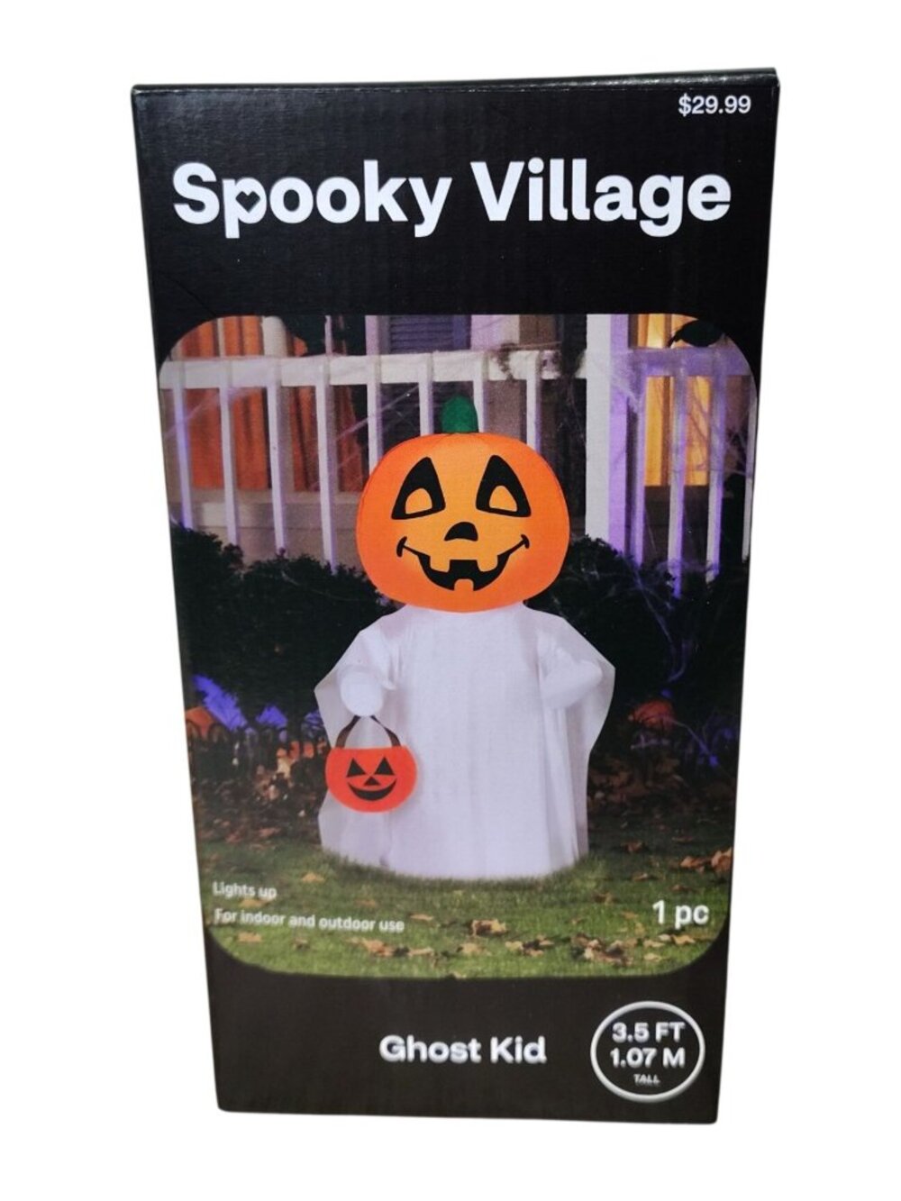 Halloween Inflatable Spooky Village Ghost Kid Pumpkin Head Lighted 3.5 Ft